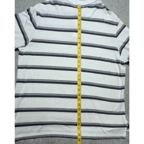 Cremieux Classics Polo Shirt Men's Size XL White with Black and Grey Stripes EUC - Picture 5 of 9